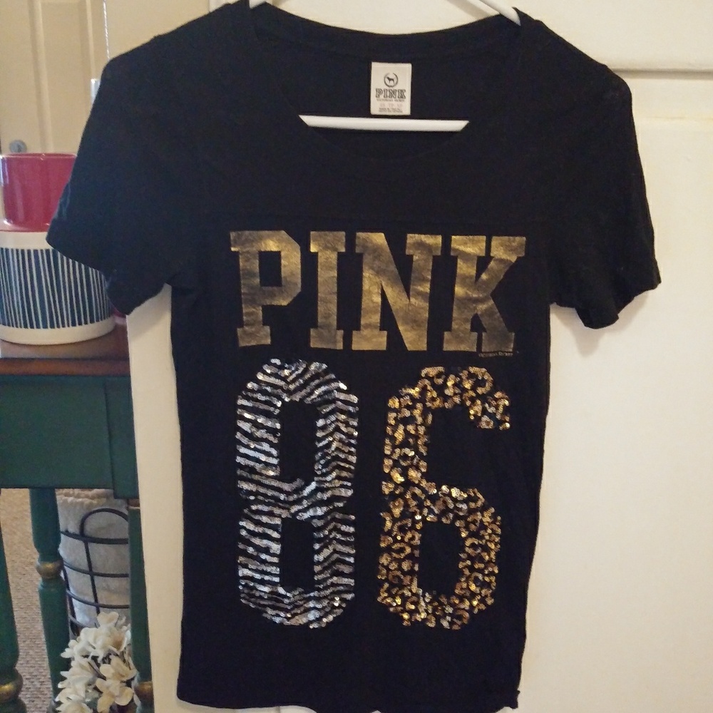 PINK by victorias secret sequin graphic tee xs